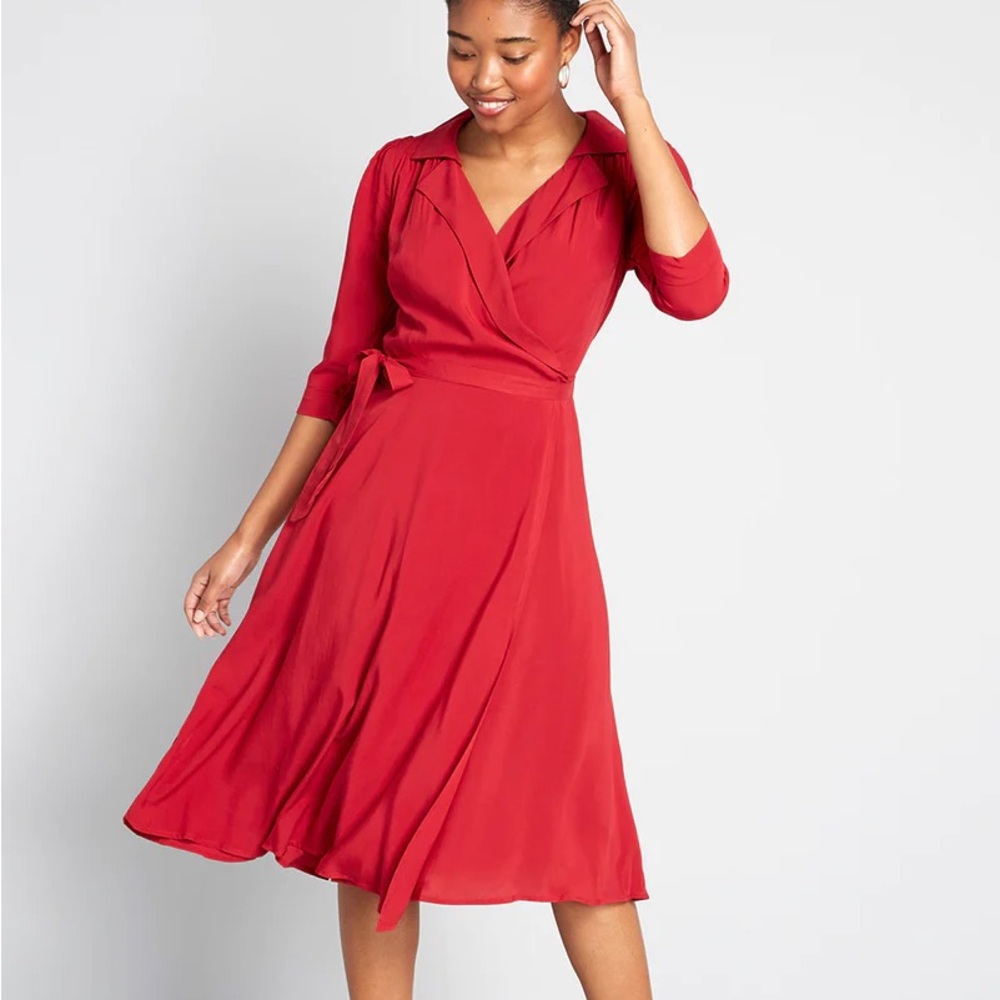 Plus red wrap dress